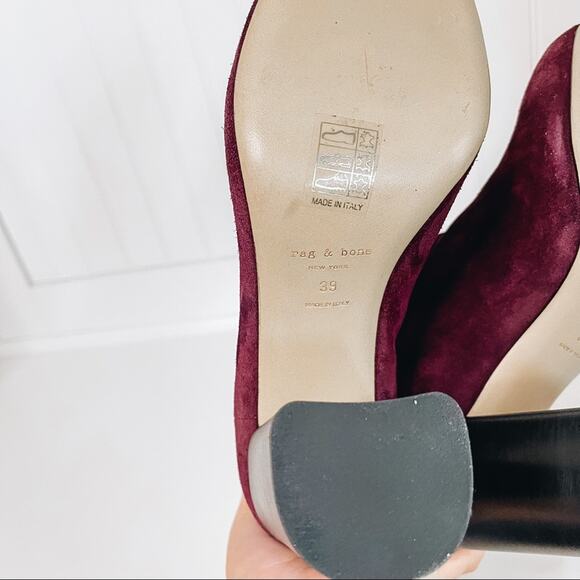 Rag & Bone Agnes Velvet Suede Chelsea Booties in Red $575 - Picture 7 of 8